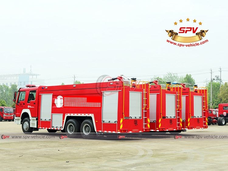 SPV-vehicle - 3 Units of Fire Truck with Foam Tanker Sinotruk - Left Back Side View